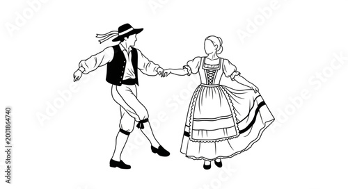 Traditional Folk Dance Couple Performing Cultural Dance.