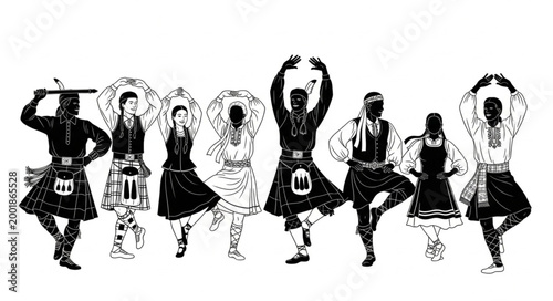 Traditional Folk Dance Performance with Dancers in Cultural Attire.