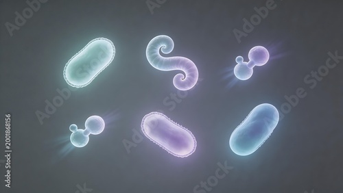 Microscopic bacteria and germs