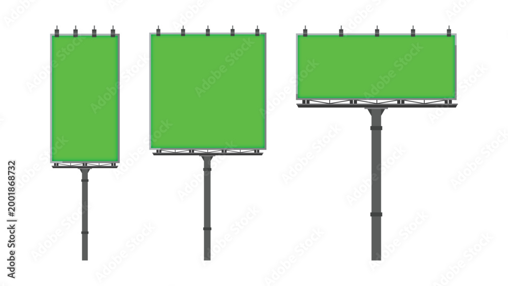 Obraz premium Outdoor Billboard Mockup Set with Green Screen for Advertising 