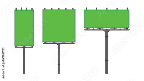 Outdoor Billboard Mockup Set with Green Screen for Advertising
