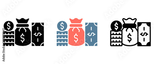Money Icon Collection Set  Glyph & Mixed Style  