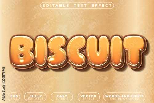 Biscuit Bakery Style Vector Fully Editable Smart Object Text Effect