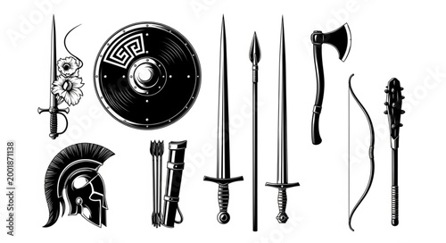 Photos Ancient Weapons and Artifacts Collection Displayed.