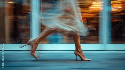 Woman walking city