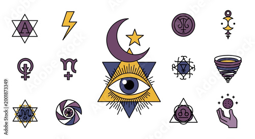 Occult Mystical Symbols and Esoteric Spiritual Icons Collection