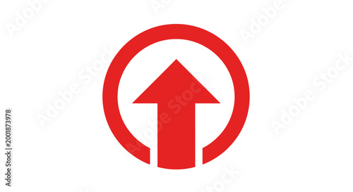 Free Download Red arrow pointing upwards inside a red circle on a white background, minimal design. - GFXLoad