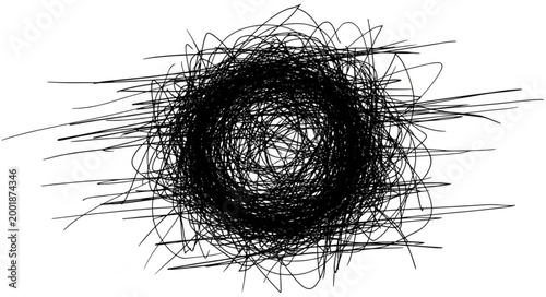 Canvas-taulu Abstract Circular Pattern of Black Lines and Scribbles.