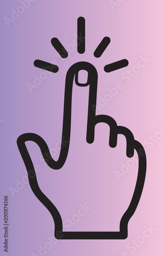Illustration of a hand pointing upwards with a glowing finger tip idea