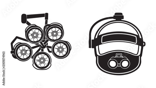 Black Gas Mask and Respirator Filter Safety Illustration