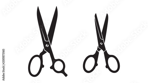 Black Cutting Scissors Icons for Office and Crafts