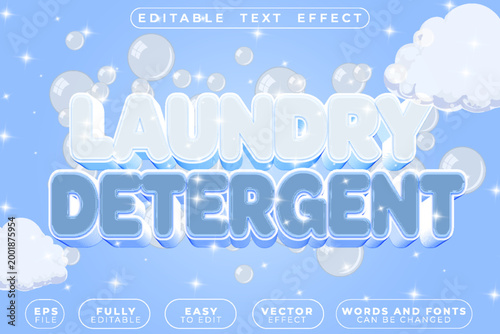 Laundry Detergent Foam Clean Vector Fully Editable Smart Object Text Effect