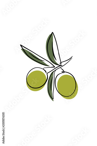 Green olive lineart with solid color to fill the line.