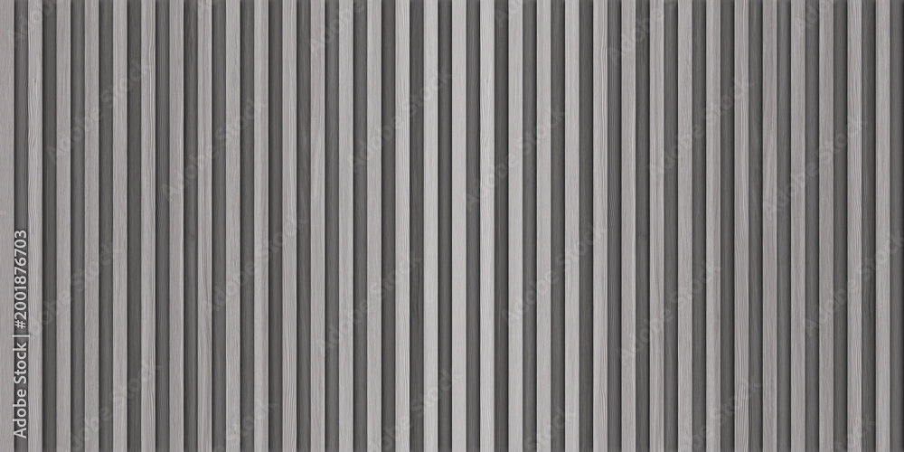 Fototapeta premium SEAMLESS background of neutral gray wooden wall panel, natural wood paneling texture, decorative accent wall or acoustic panel design, repeating pattern.