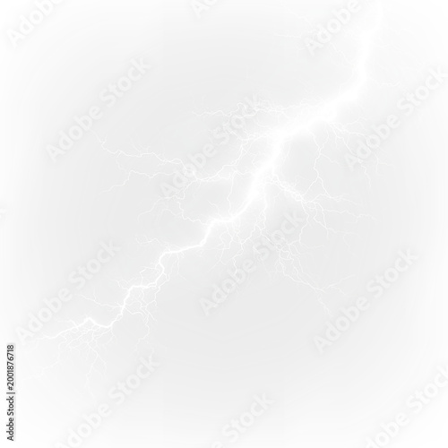 Konstfotografi White bright lightning bolt strikes isolated on transparent background with whit