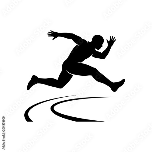 Running athlete performing a track and field sprint
