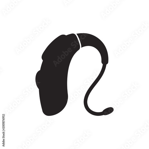 Hearing Aid Silhouette Icon for Health and Technology
