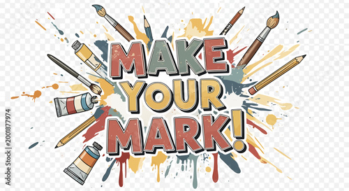 Creative Action, Art Supplies, Studio, Digital Illustration, Colorful Environment, Overhead View, Make Your Mark Theme
