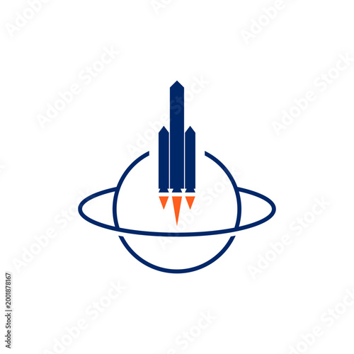 Simple planetary space rocket illustration Logo