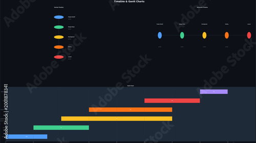 Professional Gantt chart timeline vector infographic for project management planning, business scheduling, and workflow organization