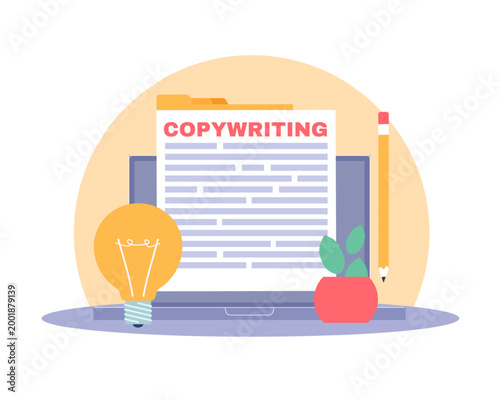 Copywriter workplace. Writing texts, journalistic approach and blogging, text files editing, content writing and marketing text notes, media storytelling vector cartoon isolated concept