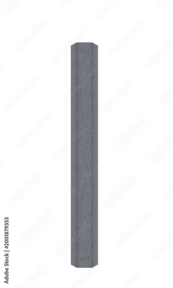 Naklejka premium Concrete dark hexagonal beam - medium size, vertical. On isolated transparent background.