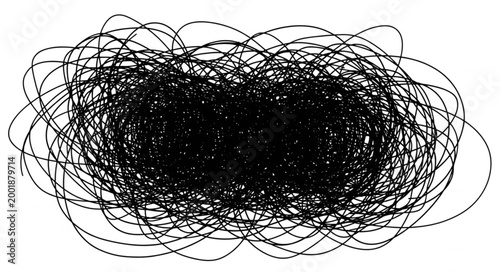 Abstract Black Scribbles Artistic Drawing Illustration.