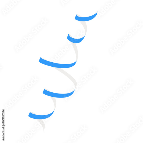 Blue and white ribbon spirals falling isolated on transparent background