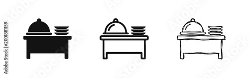 Restaurant Dining Table Icons - Catering, Cloche, Plates and Hospitality Service