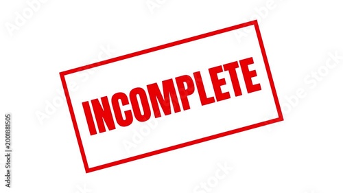 Incomplete Red Stamp Text Animation for Unfinished Status Indication