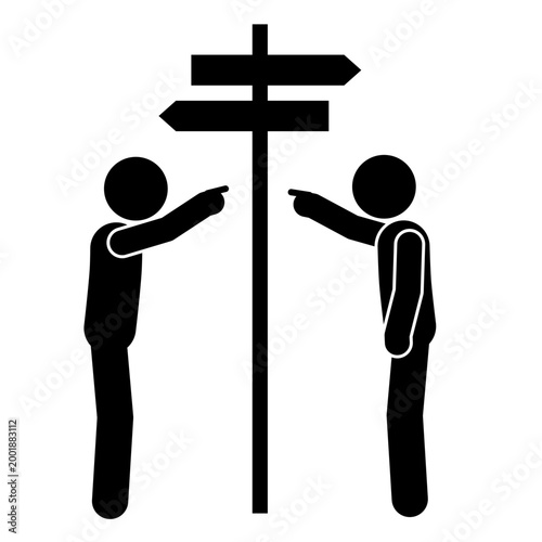 Decision with People Pointing at Signpost Choice Direction