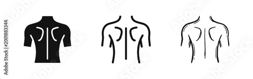 Human Back and Shoulders Icons - Body Anatomy, Health, Fitness and Massage Therapy