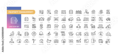 Property Management Line Icons Set. Real Estate, Rent, House, Apartment Outline Symbols
