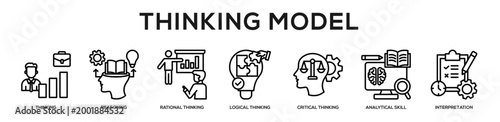 Thinking Model web banner icon illustration concept