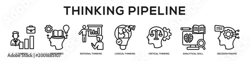Thinking Pipeline web banner icon illustration concept