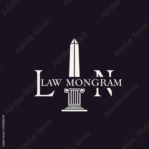 Law monogram logo with column and capital letter.