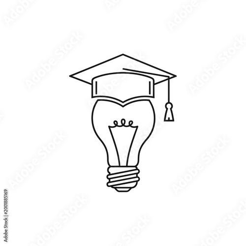 Graduation cap on lightbulb education concept.