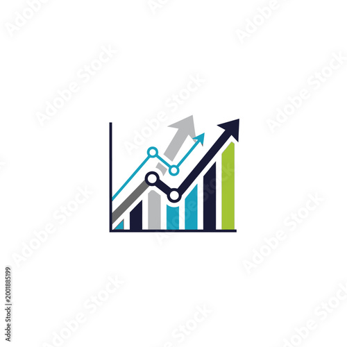 A colorful graph with arrows pointing upwards.