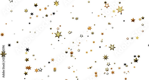 Fotografie Golden star confetti on a white background, perfect for adding a touch of celebration to any project