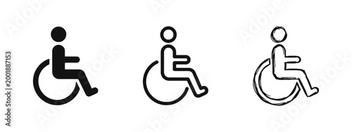 Person in wheelchair accessibility disability icon set