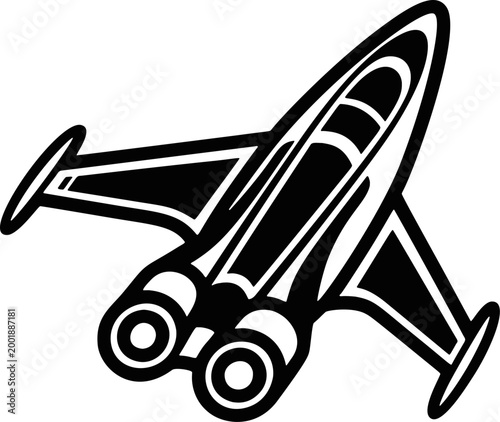 Futuristic Spacecraft Jet Engine Space Icon. A high-tech futuristic spacecraft with powerful jet engines designed for deep space exploration.