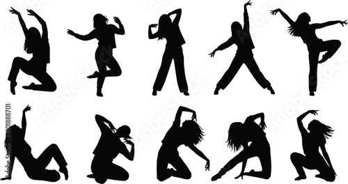 dance movement silhouettes on white background high quality
