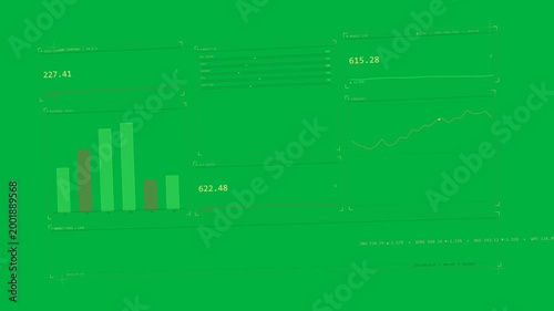 Floating dashboard rotating on play, metrics updating to show right chart rising, transparent