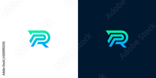 Modern abstract letter P and R monogram logo design. Features a sleek, vibrant gradient color palette, perfect for innovative branding, technology, and professional services