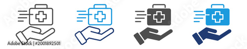 emergency care icon set multiple style