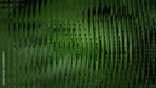 Tropical Green Fern Leaves Behind Textured Fluted Glass Surface