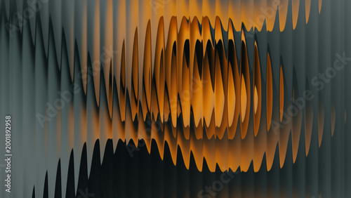 Abstract Teal and Orange Background Through Fluted Glass Vertical Stripes