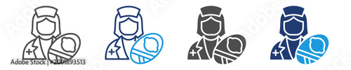 midwife icon set multiple style