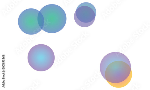 Abstract gradient circles overlap creating beautiful soft colorful spherical shapes on a white background