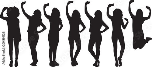 A collection of black silhouettes of diverse children in various poses and activities, including playing, thinking, and interacting, set against a clean white background.